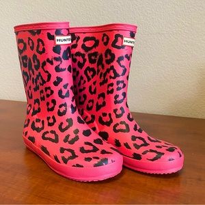 Hunter Kids Pink Leopard Rain Boots